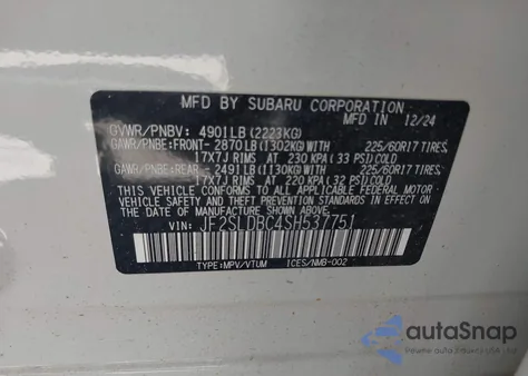 2025 Subaru Forester Premium z USA, uszkodzony, nr VIN JF2SLDBC4SH537751